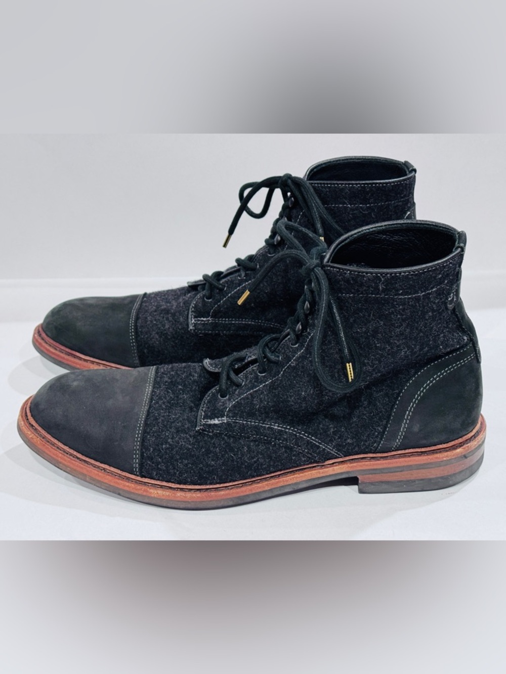 Allen Edmonds Landon Mixed Media Cap-Toe Boots | 10.5 D